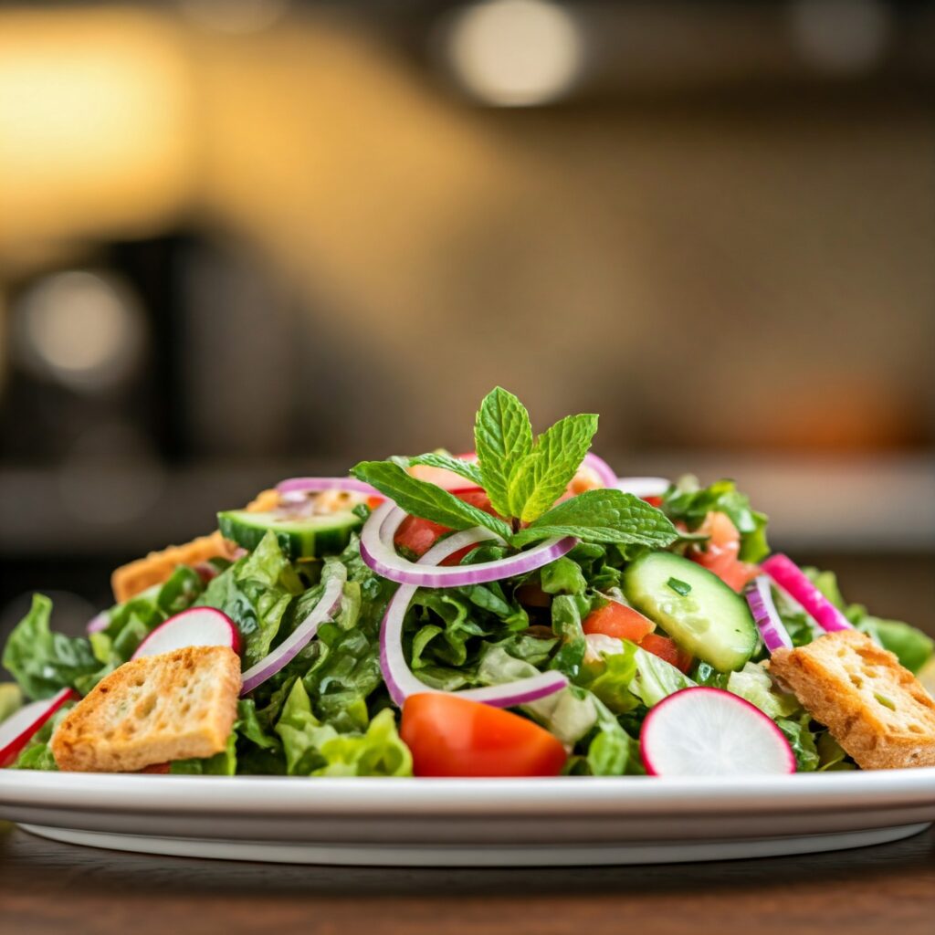 Machboos di Pollo insalata fattoush