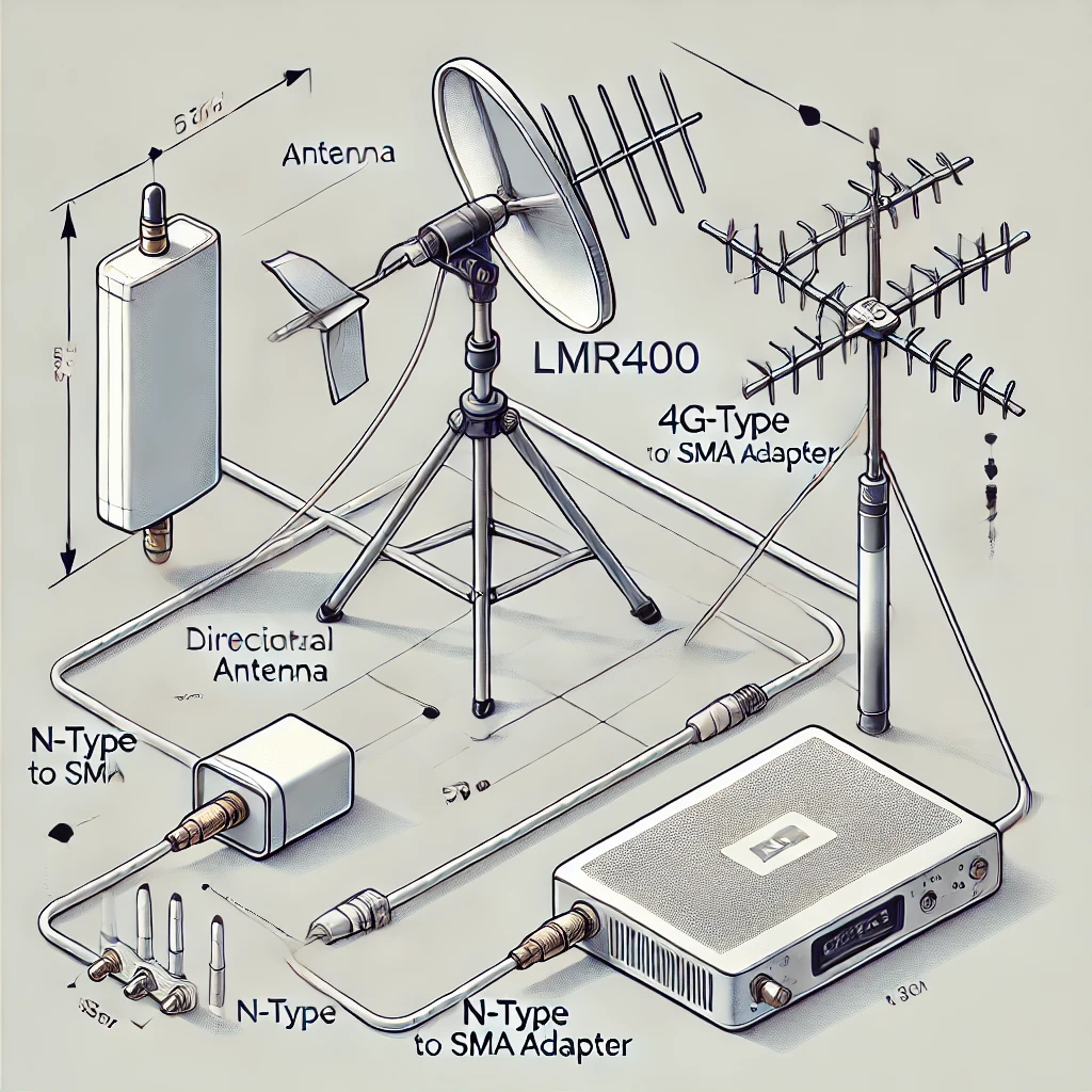 Schema gollegamento antenna esterna router 4G LTE